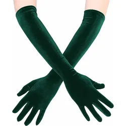 4 colores clásico adulto negro Borgoña terciopelo ópera/codo estiramiento dedo largo mujeres vestido de fiesta de boda guantes traje a juego