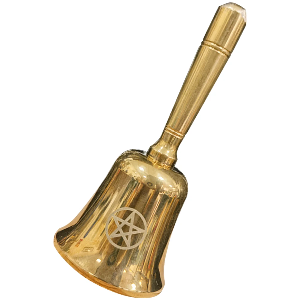 

Pentagram Hand Bell Vintage Small Brass Prayer Bells Handheld Ritual Witch Altar Decor Mini Pentagram Christmas Party Supplies