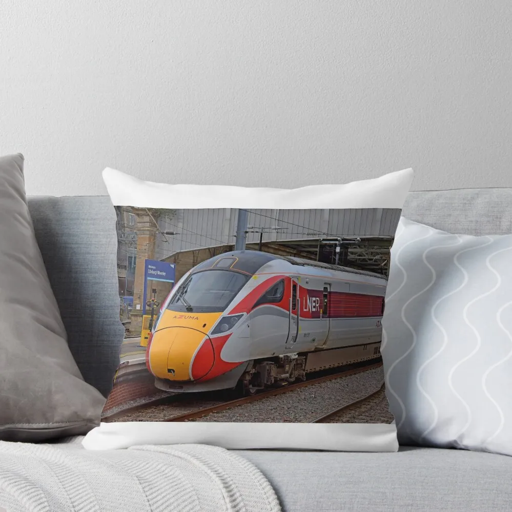 

LNER Azuma 801 high speed train at Edinburgh Waverley Station Throw Pillow Sofa Cushions Cover Sitting Cushion pillow