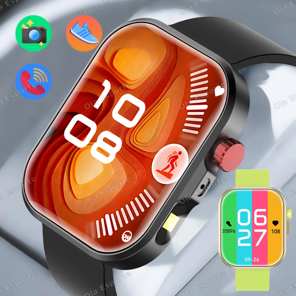 

Новые умные часы с фонариком для Android и IOS, 2.01-дюймовый HD-дисплей, звонки по Bluetooth, уведомления о сообщениях, музыка, спортивные функции, умные часы для мужчин и женщин HT30