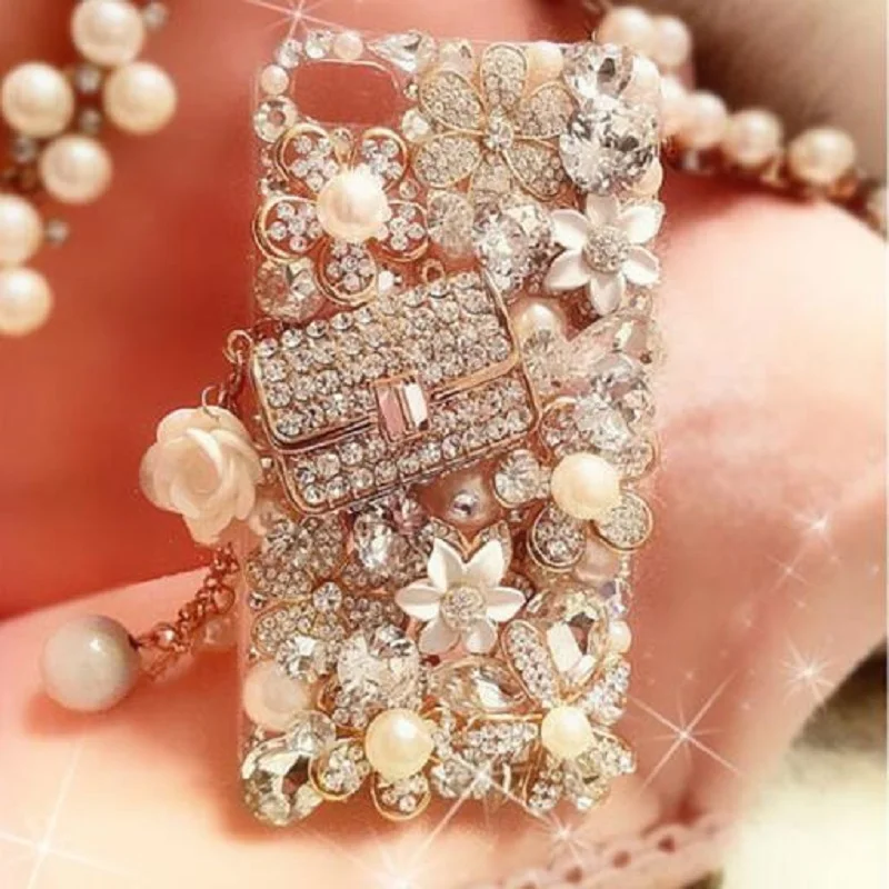 Bling Crystal Diamond Rhinestone 3D Stones Hard Back Cover For iphone 11 12 13 14 15 Pro max  For Samsung  S24 S23 S20 S21 Plus