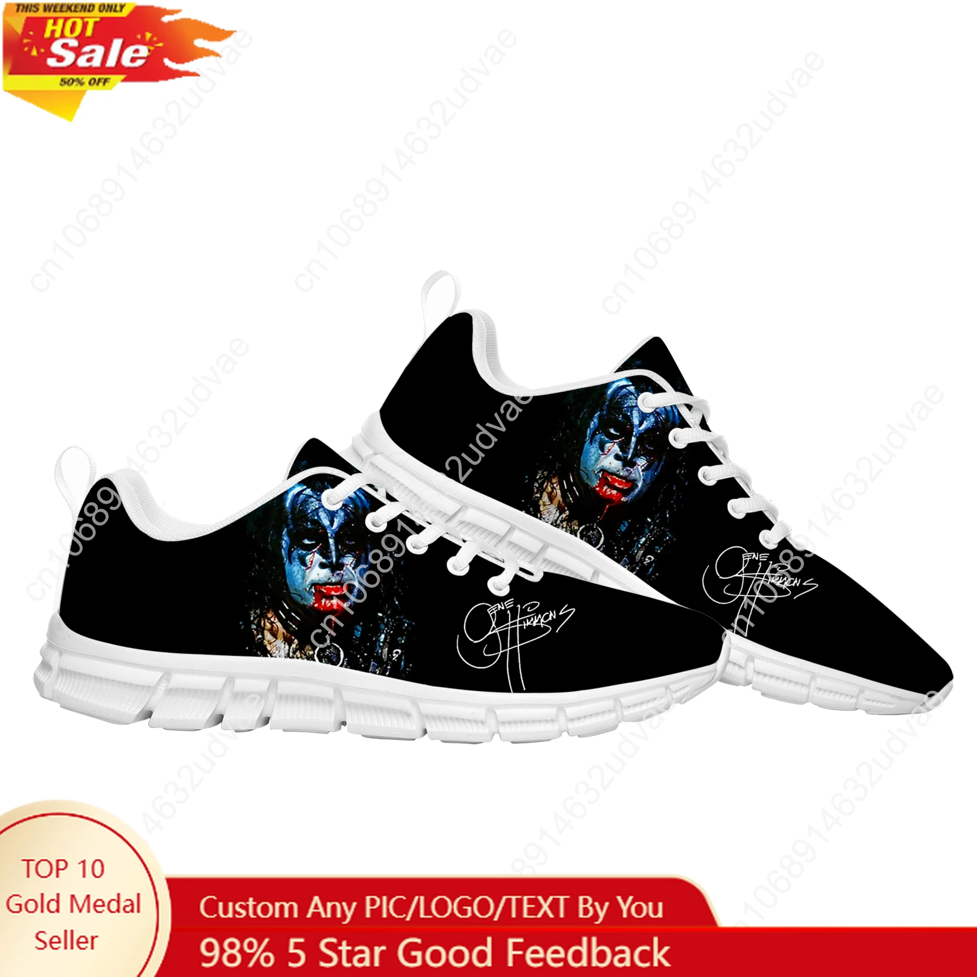 

Gene Simmons Sports Shoes Mens Womens Teenager Sneakers Footwear Casual Custom Made Couple Shoes White