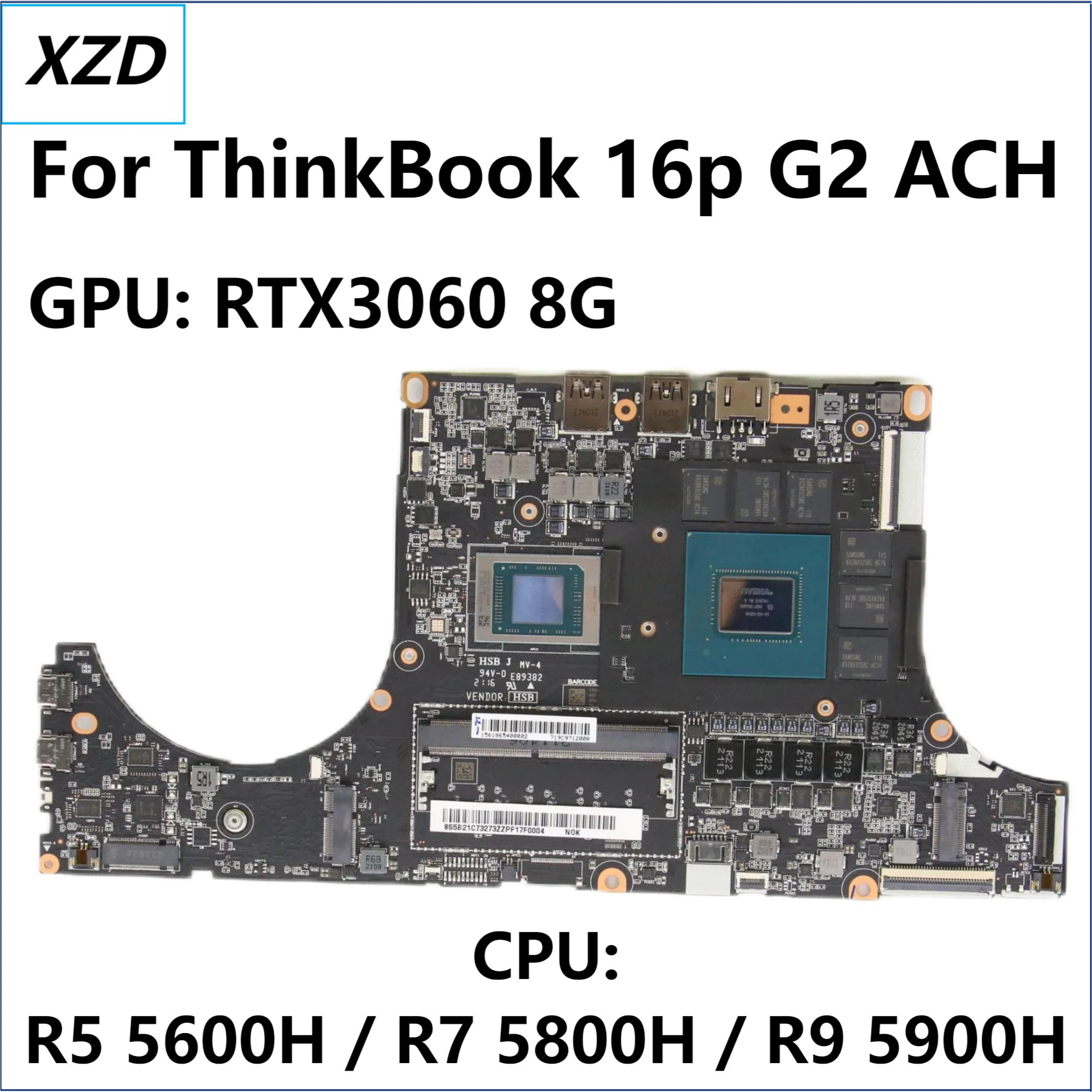 

E89382 Mainboard For Lenovo ThinkBook 16p G2 ACH Laptop Motherboard With R5 R7 R9 AMD CPU RTX3060 GPU 100% TEST OK