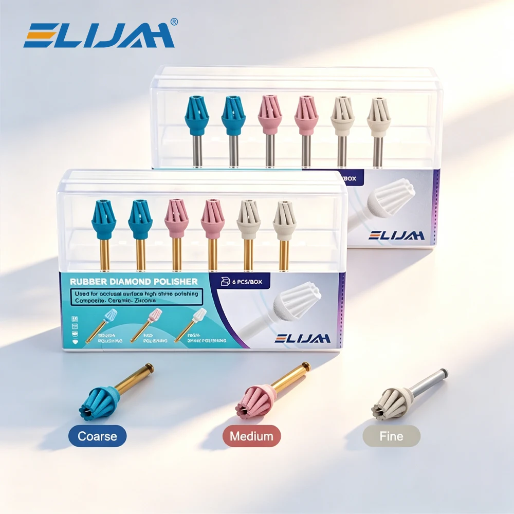 

ELIJAH Dental Rubber Spiral Flex Polisher Golden Handle Dental Rubber Diamond Brush Kit Helicoid for Composite Polishing Tool