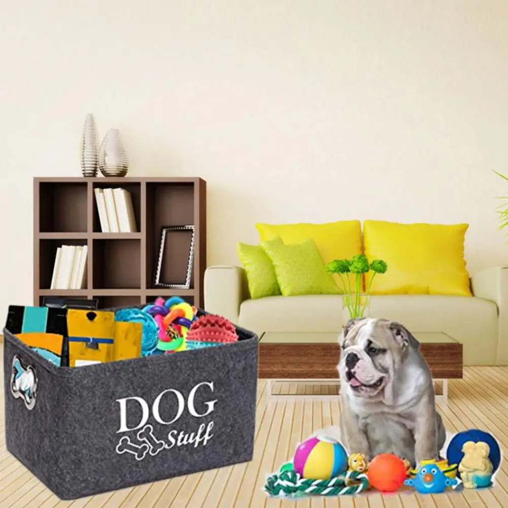 Pet Toy Storage Basket Pet Toy Dog Toy Storage Box with Handle Organizer for Clothing Blankets Coats Clutter-free Pet Storage