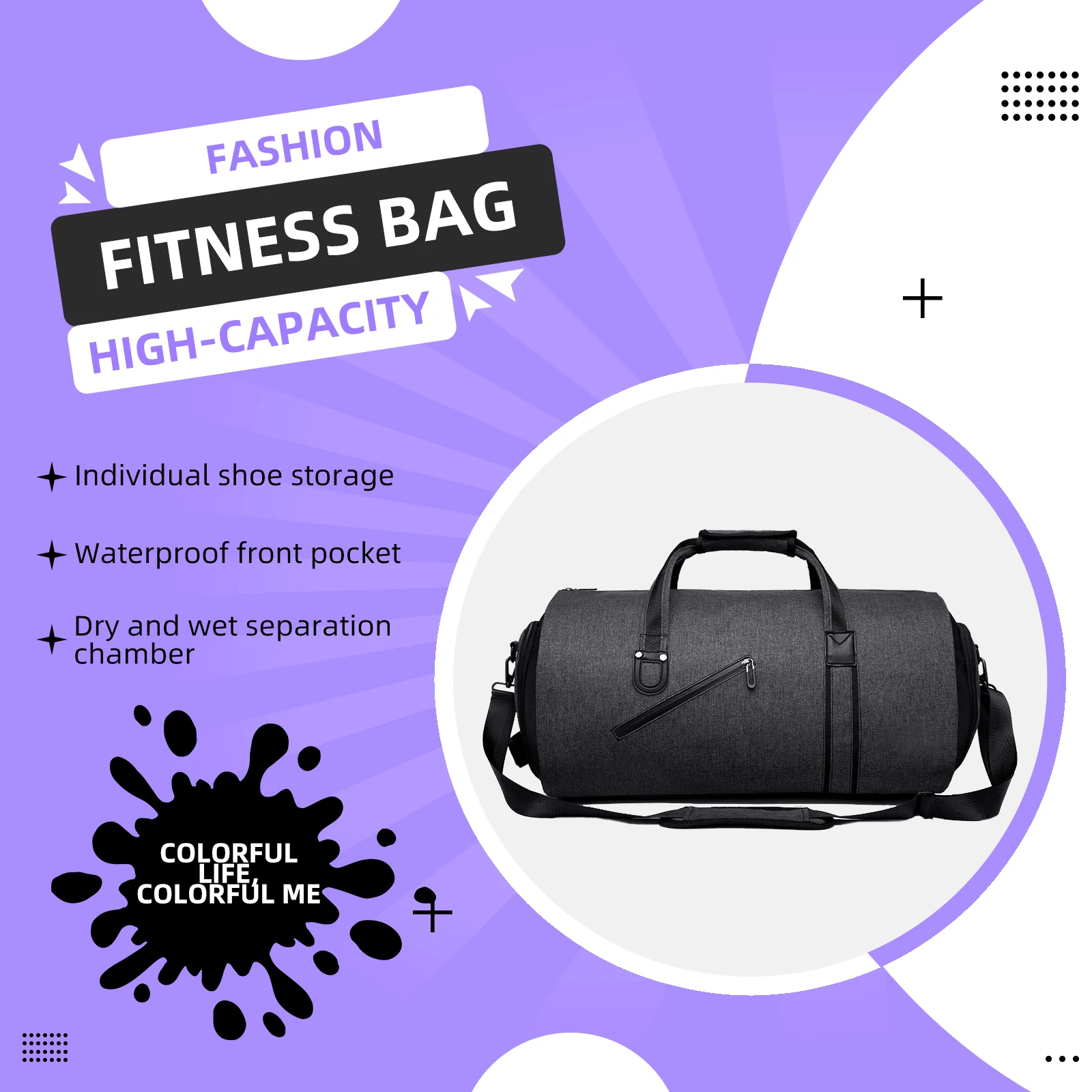 Multifunctional Handheld Fitness Bag, Single Shoulder Crossbody Bag, Large Capacity, Suit Travel Bag