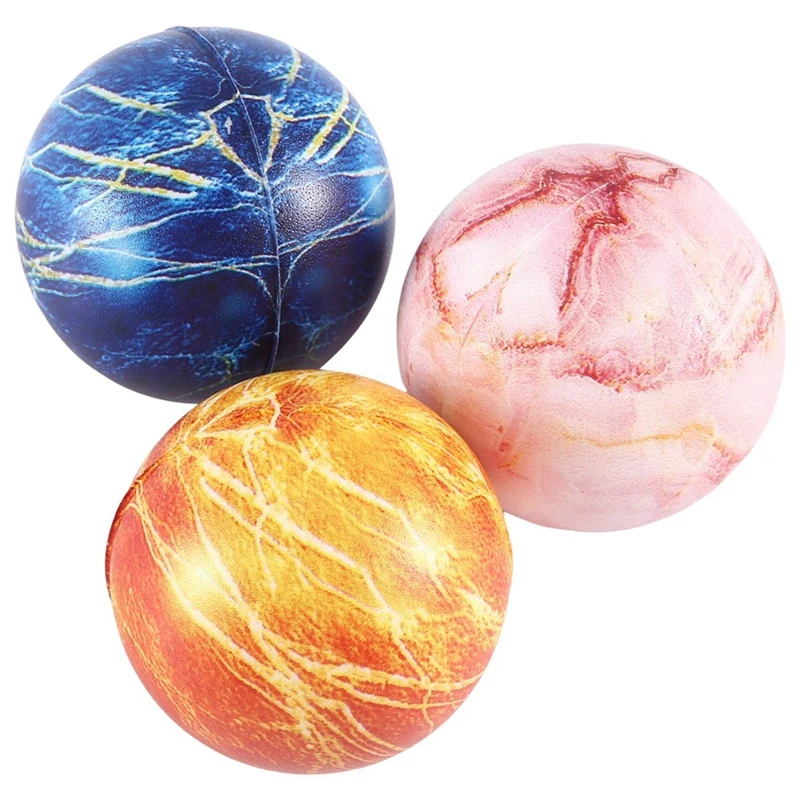 12 Piece Stress Balls Foam Sponge Balls Marble Bouncy Balls 5Cm PU Children's Venting Stress Relief Toys