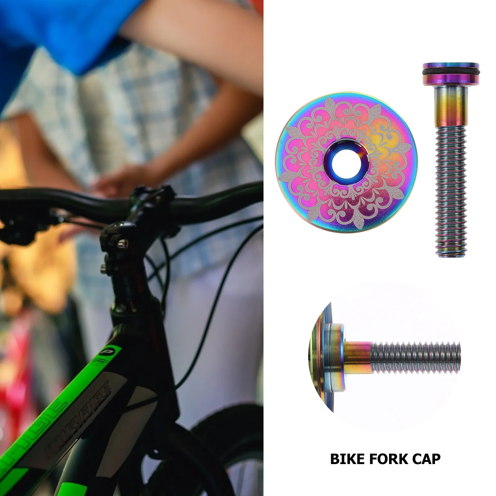 

1Set Titanium Alloy Bike Headset Cap Strong Resistance to Pressure Smooth Bright Surface Finish for Most Bicycles