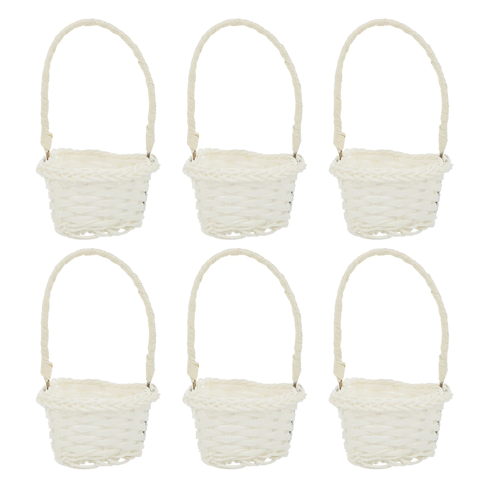 6 Pcs Rustic Flower Girl Baskets Rattan Gift Storage Small Plastic Picnic Child