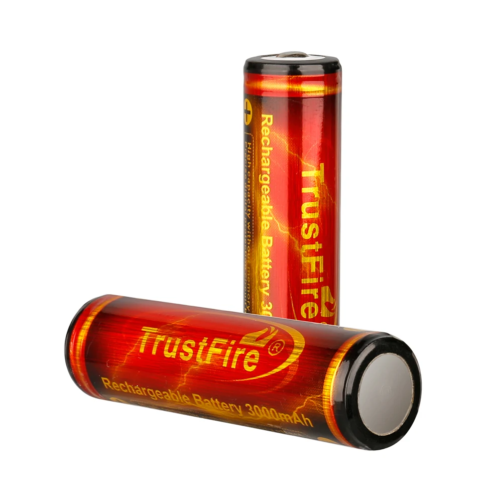 2 batteries au lithium rechargeables Trustfire 18650 3000mAh, durables et haute capacité