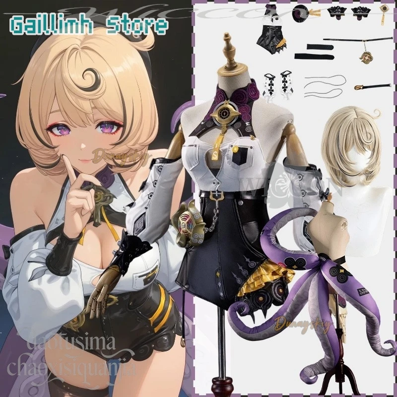 

Anime Yidhari Sexy Mini Short Pu Jumpsuit Tentacle Tail Props Game Zenless Zone Zero Cosplay Hat Goth Lolita Halloween Christmas