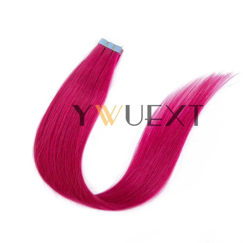 شريط صغير في الشعر البشري بألوان فاخرة 12-20 بوصة وصلات شعر شريطية طبيعية مستقيمة لتصفيفة الشعر في المخرج