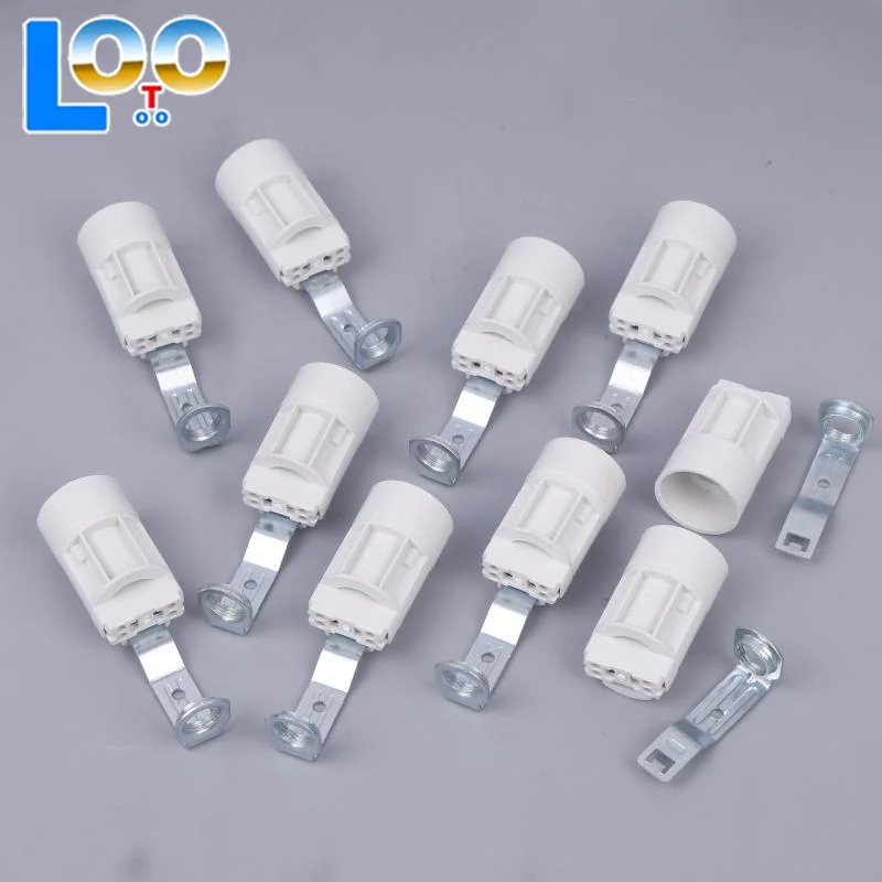 10 шт. цоколь для канделябры E14, кронштейн, держатель лампы, цоколь освещения, патроны из цинкового сплава, держатель лампы с кронштейном для хрустальных ламп