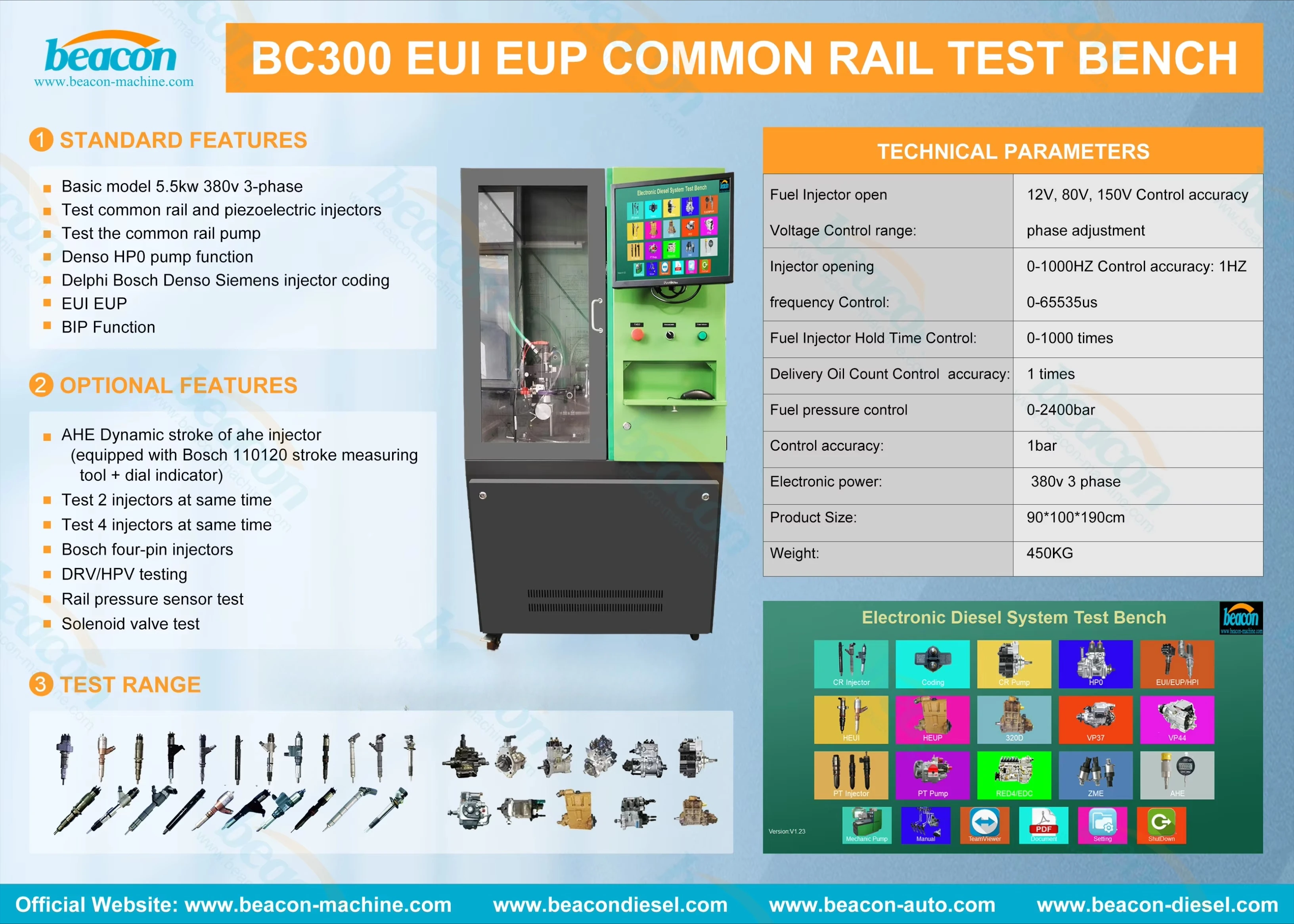 Bea con Ma chine BC300 Common Rail Injector Testbank
