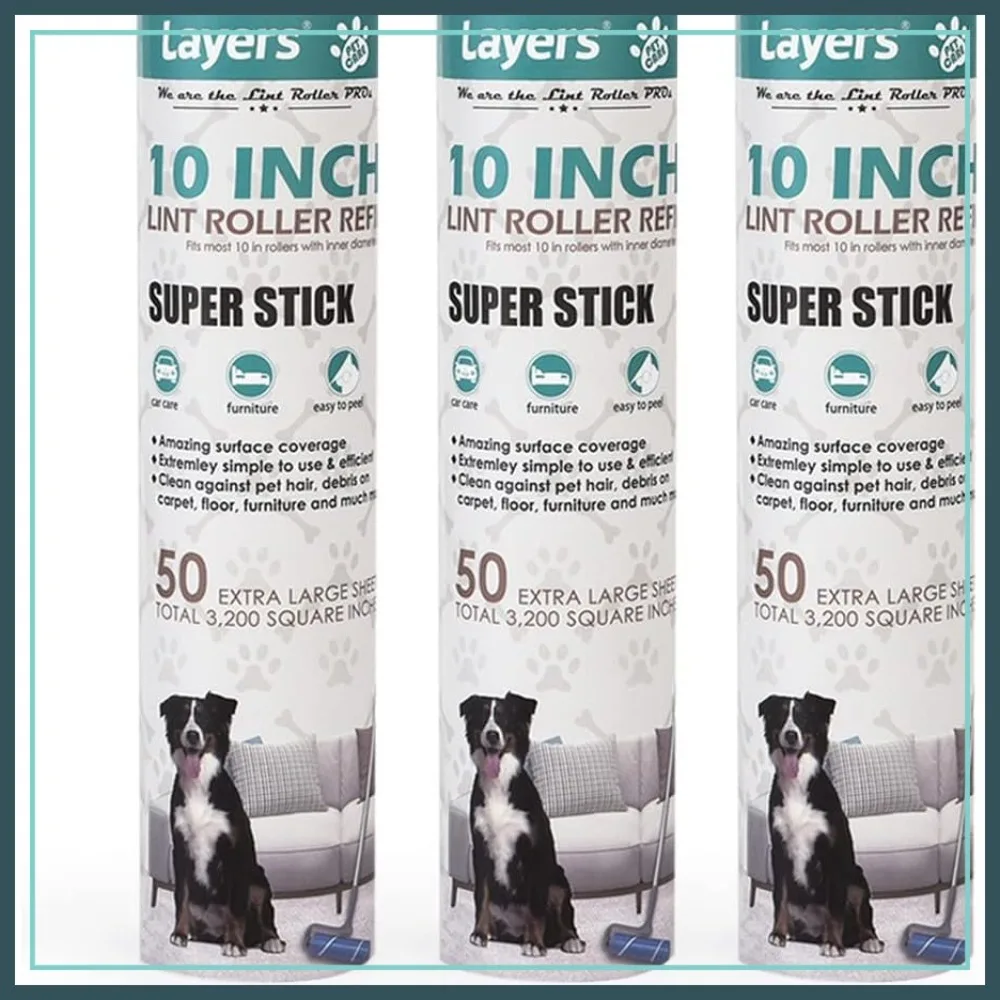 

Layers Large Lint Roller Refill, 10 Inch Wide, 3 Packs for Mega Rollers