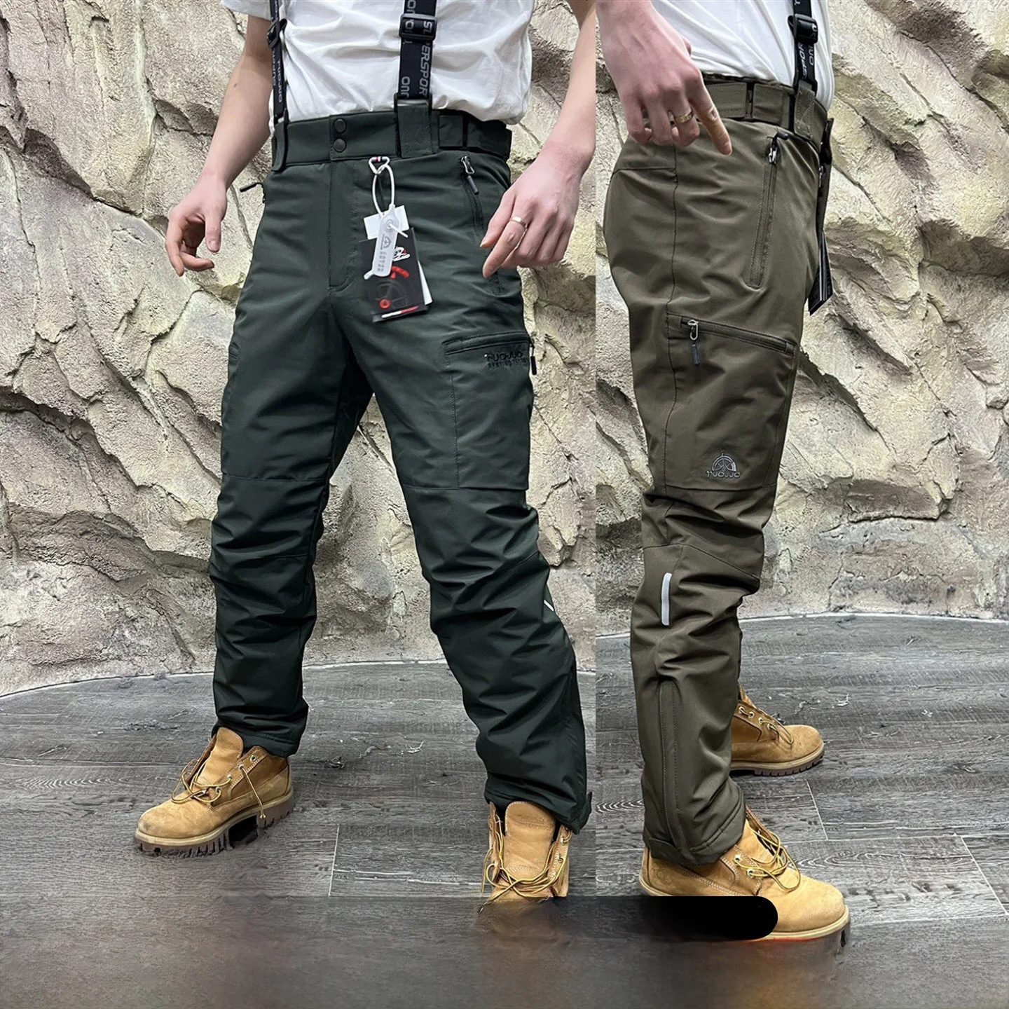 

Winter Men's High-End Fce-Lined Thiened Outdoor Snow Ski Pants Cotton Trousers Waterproof Windproof Youth Casual Long Tr...