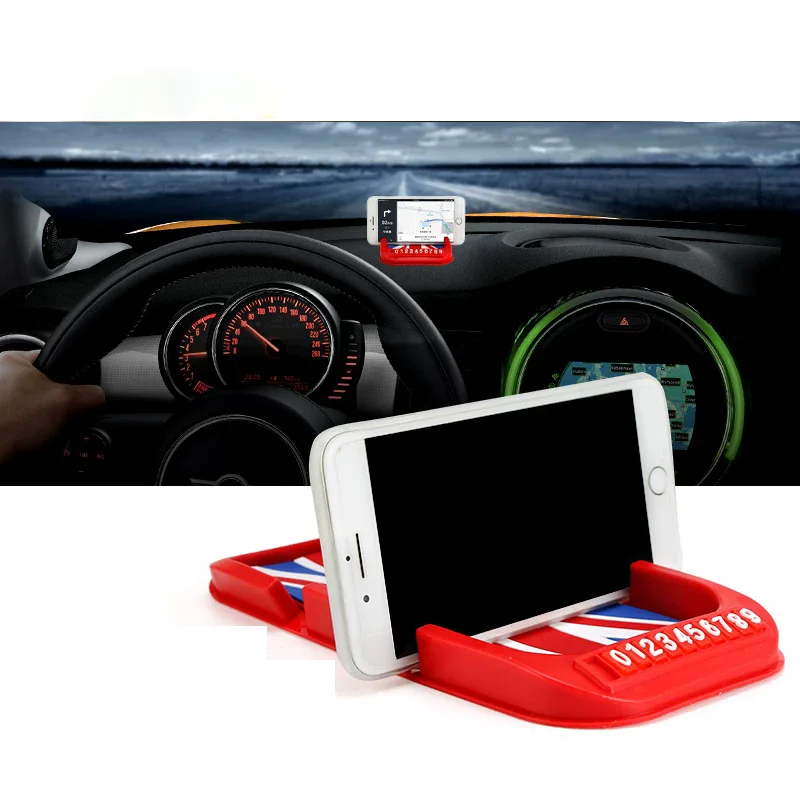 Car Center Console Silicone Phone Anti Slip Pad Temporary Parking Sign For MINI COOPER F54 F55 F56 F60 R55 R60 Car Interior