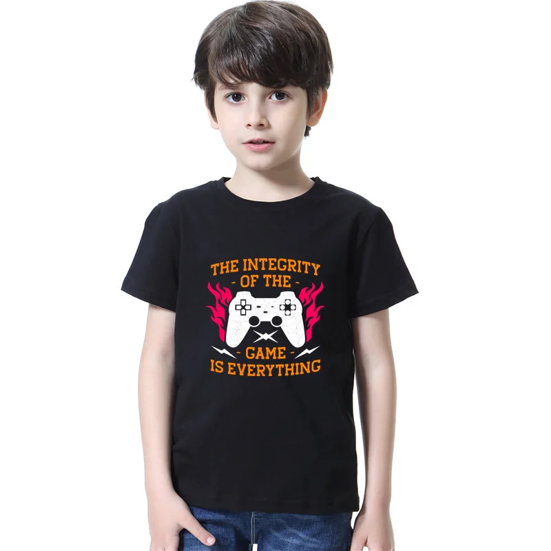 Children Short Sleeved Shirt Boys Game Player T-shirt Teenager Summer Shirt Cotton Clothes 3-14T