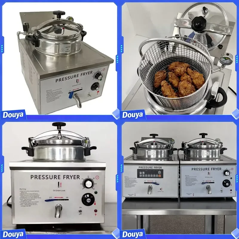 CE Certified Stainless Steel Pressure Fryer | Style Chicken Broast Machine for Restaurant Kitchen Equipment