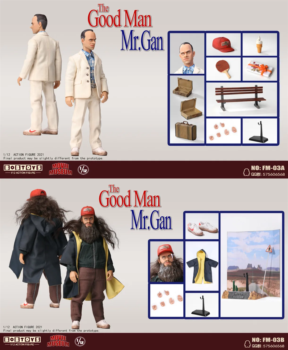 

BOBTOYS Forrest Gump 1/12 The Good Man Mr. Gan Model MOVIE MUSEUM Series Third bomb 6'' Male Soldier Action Figure Doll Toy