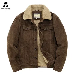 Male Cotton Jackets Padded Warm Loose Parka Coat Corduroy Short Jacket Man Solid Zip Windbreaker Winter Men's Fleece Jacket