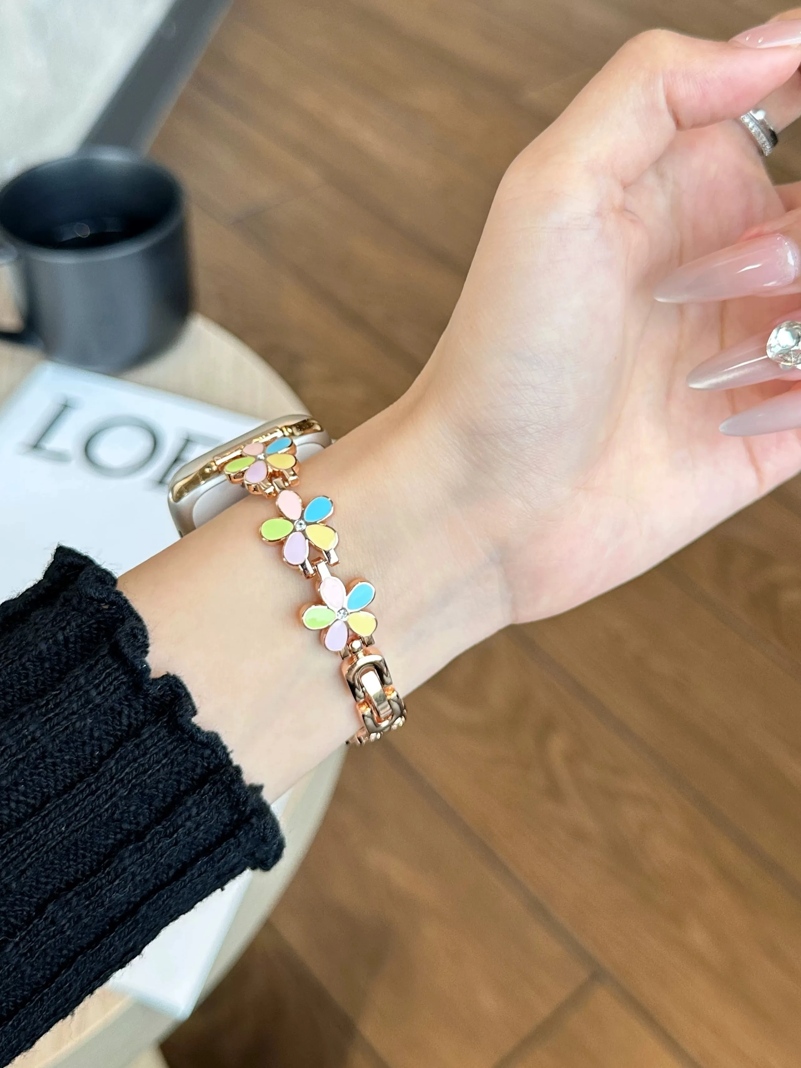 وصلة سوار معدني ملون ممتاز لسلسلة ساعات أبل 8/7/6/10/9 40 مللي متر 41 مللي متر 38 مللي متر 42 مللي متر 44 مللي متر 45 مللي متر 46 مللي متر حزام