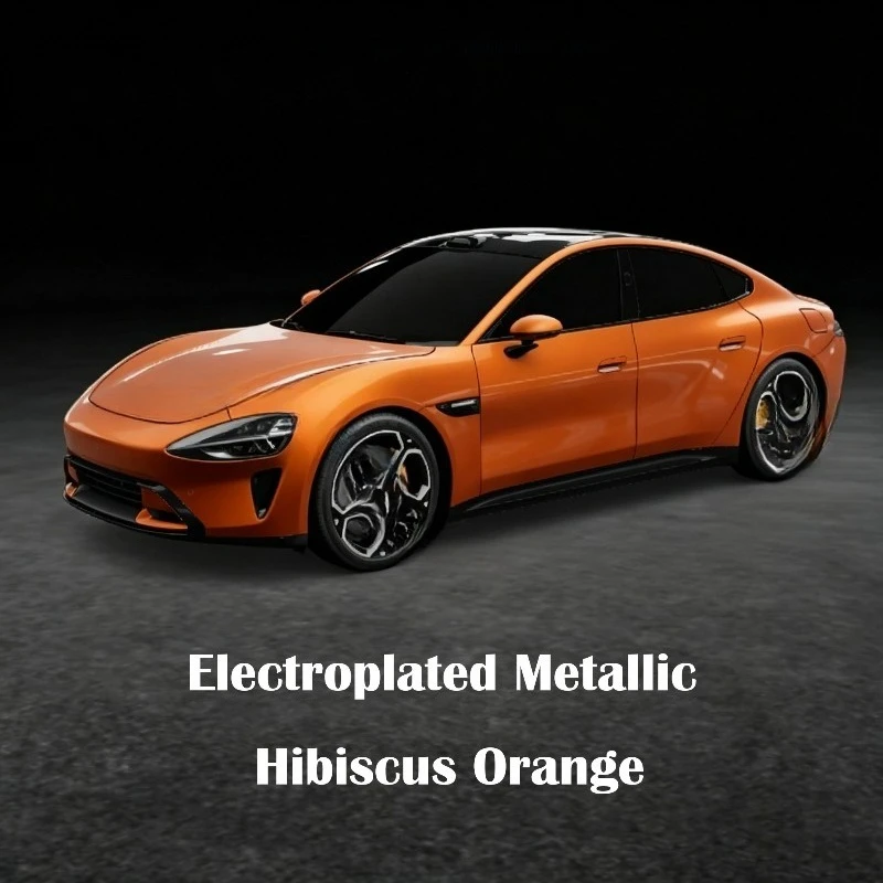 Electroplated Metal Hibiscus Orange 7.5Mil Car Color Wrap Waterproof Stretchable Anti Scratch Paint Surface Protection