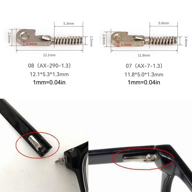 2Pcs Eyeglasses Spring Insert Glasses Repairing Flex Temples Optical Frame Broken Replacement Part Accessory Stainless Steel