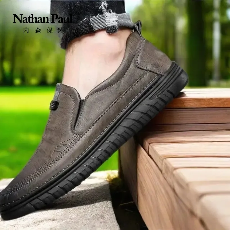 

Новые высококачественные мужские повседневные, легкие и модные уличные ленивые однопедальные мужские туфли, повседневные маленькие кожаные туфли