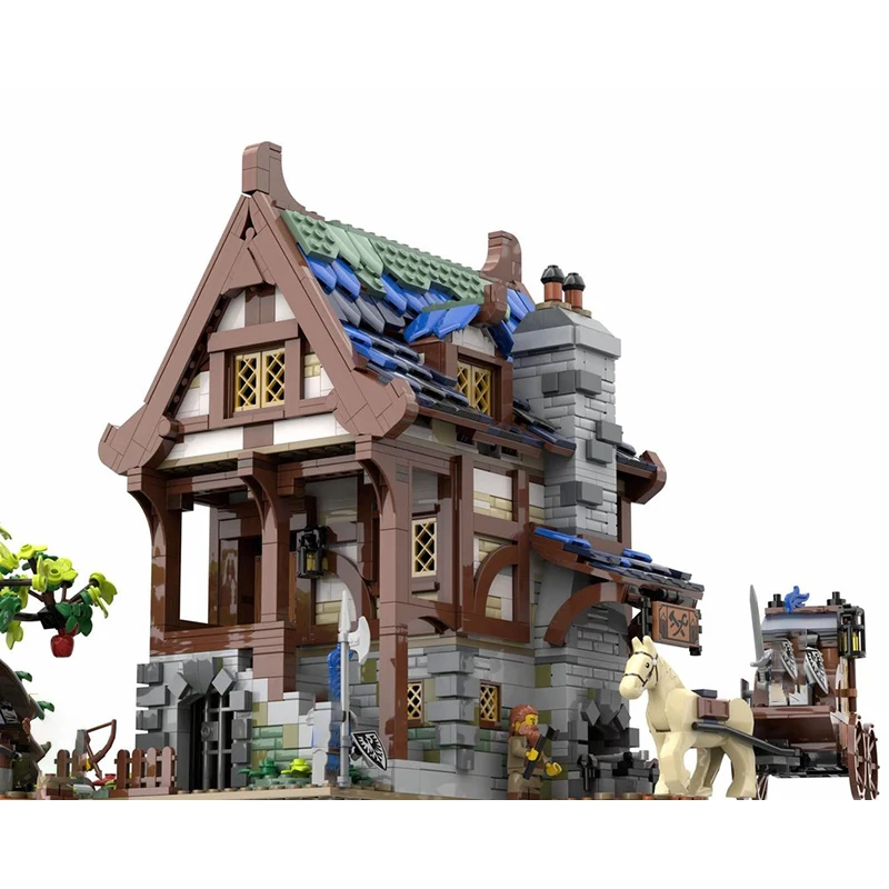 2192 piezas MOC arquitectura medieval Black Hawk casa modelo DIY montaje juguetes de bloques de construcción regalo de cumpleaños para niños