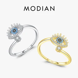 MODIAN 925 스털링 실버 여성용 섹시한 속눈썹 조절 링, 파란 눈 오프닝 링, 파티 파인 주얼리, 크리스마스 선물