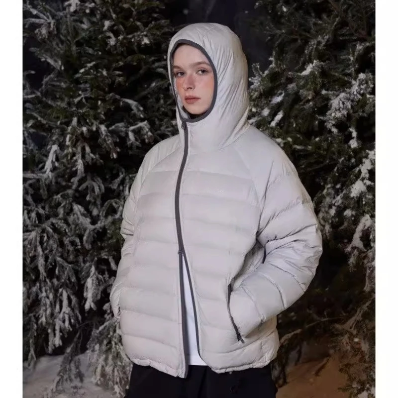 

Outdoor Men's Hooded Down Jacket, Diagonal Zipper Quilted Design, Winter Bestseller, Gray Black Blue M-2XL​ Keep warm