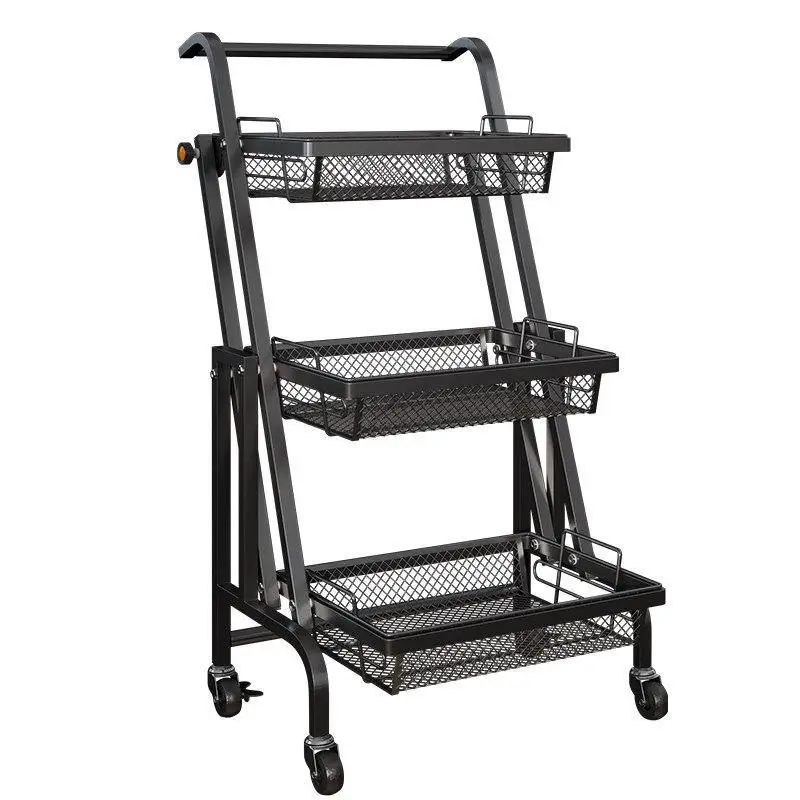 

Floor-standing Mobile Rotary Trolley Kitchen Vegetable And Fruit Storage Rack Multi-function Storage Rack