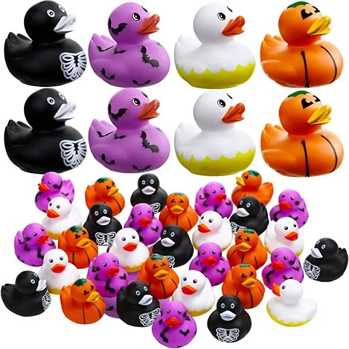 12pcs Halloween Baby Bath Toys Cute Rubber Duck Dress Up Wacky Duck Beach Pool Water Park Water Floating Duck Children Toy Gifts