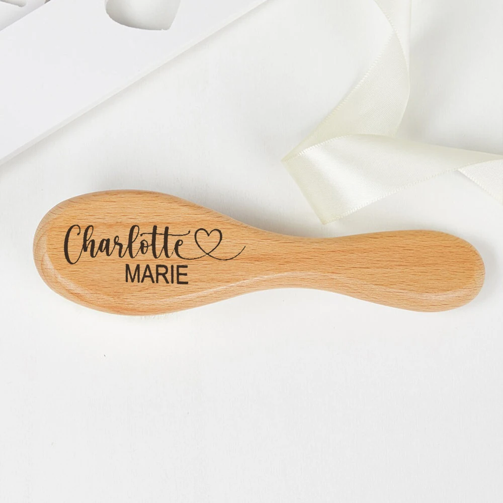 Custom Baby Gift Girls Personalized Wooden Baby Hair Brush Custom Baby Brush Baby Shower Gift Hairbrush Kids