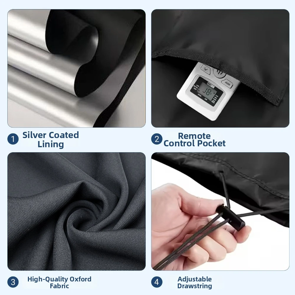 300D Oxford Cloth Portable Air Conditioner Cover Drawstring Bottom Waterproof Fabric Mobile AC Unit Cover Storage Pocket