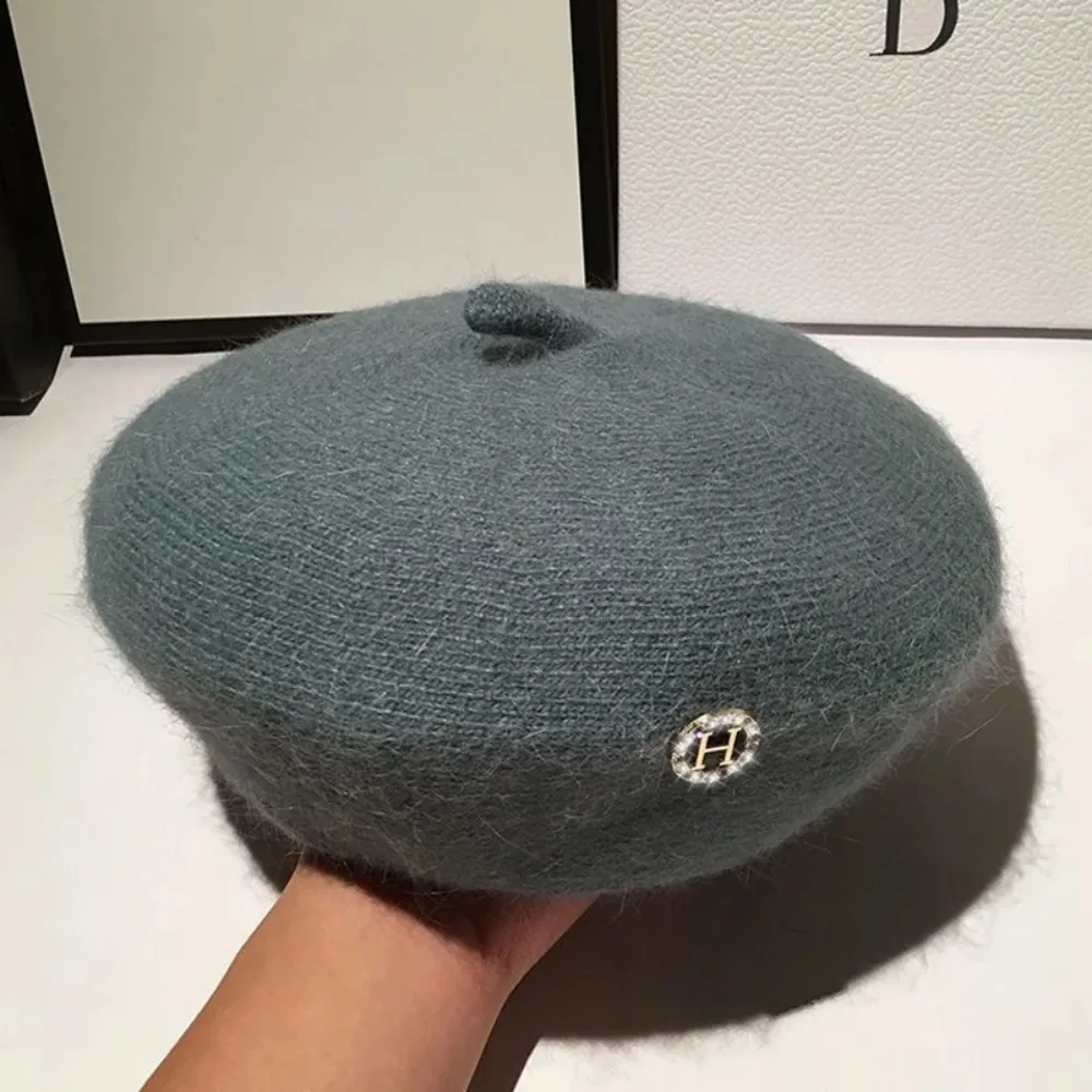 

Женские береты из ангорского кролика, теплые зимние вязаные шапки, модные головные уборы премиум-класса для активного отдыха, удобные в носке, хит продаж