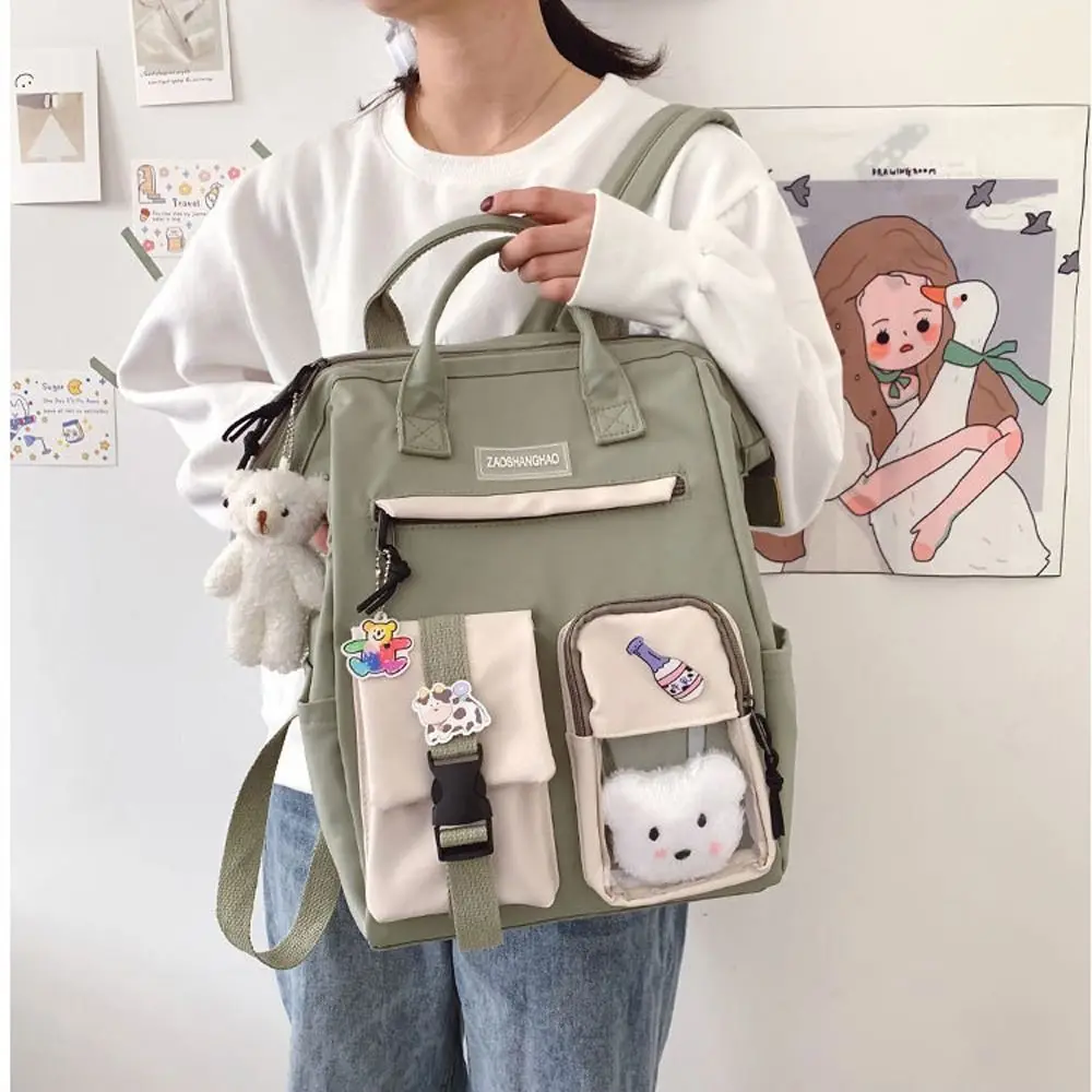 Nylon High School Backpacks Teenage Shoulder Bags Students School Bags Cartoon Women Laptop Backpacks Girls Shoulder Bags