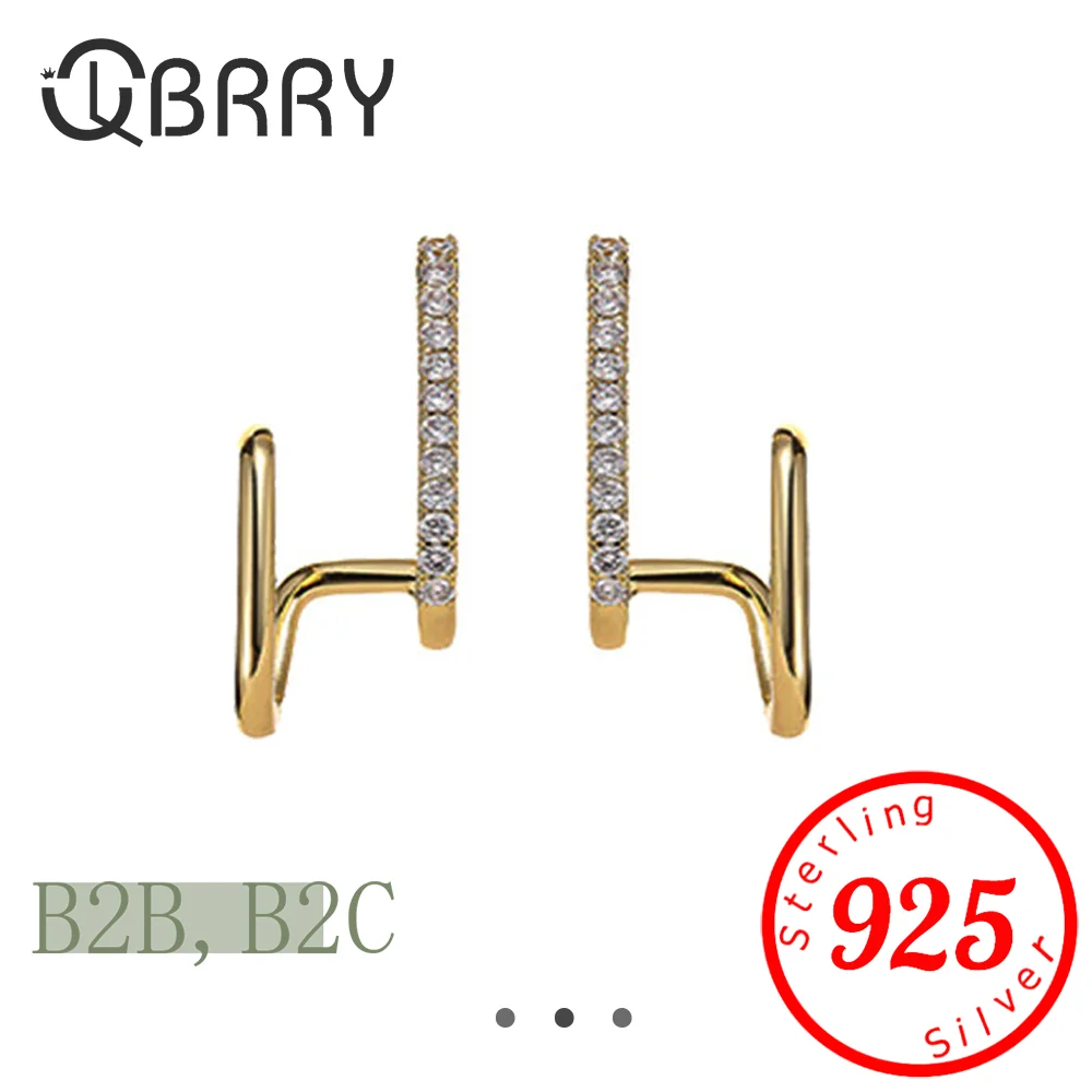 

Korean Double Row Rhinestone Stud Earrings New Style Special Design Geometric Line Ear Jewelry Wholesale Price Gift