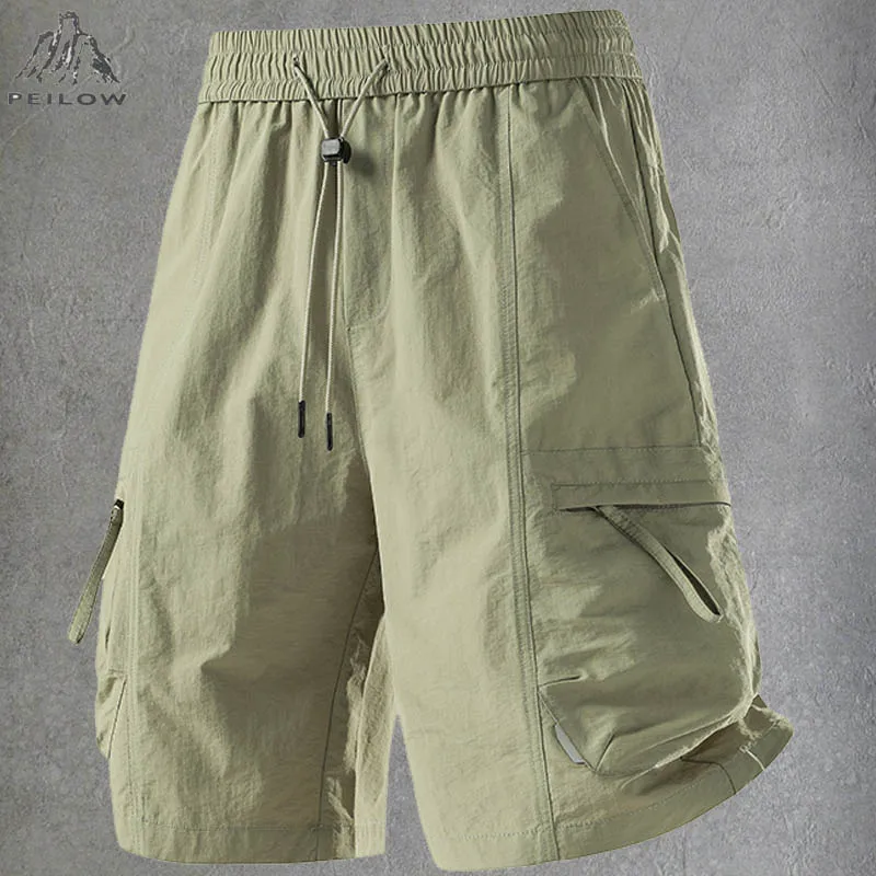 Quick Dry Jogging Running Cargo Shorts Mens Streetwear Summer Casual Bermuda Shorts Multi Pockets Outdoor Hiking Fishing Shorts
