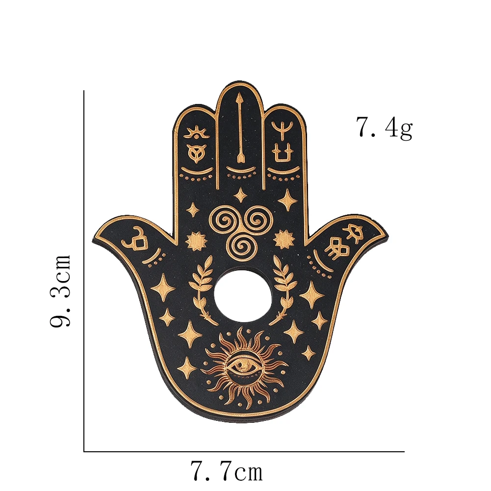 Hamsa-Hand Holzständer für Räucherstäbchen, Basis für Kristallkugeln und Polierte Steine, Sammlerstück, spirituelle Dekoration für Zuhause, Geschenk – Detail 6