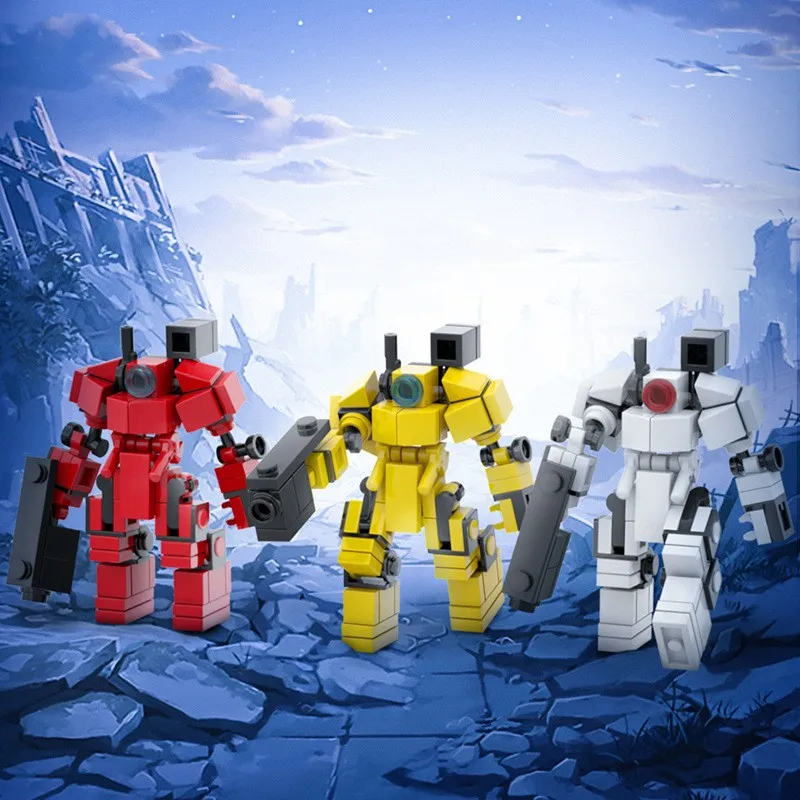 

Строительные блоки Mini Mecha Triple Pack MOC, боевые роботы красного, желтого, белого цвета, подвижный шарнирный набор «сделай сам» для коллекционеров