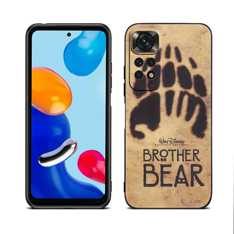 Disney Brother Bear Black Phone Case For Xiaomi Redmi Note 12 + 11 11S 11T 11E 10 10T 5G 10S 9S 9 8T 7 6 Pro Silicone Cover