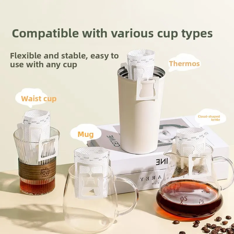 Disposable Coffee Filter Paper Hanging Ear Drip Coffee Powder Filter Bag Coffee Making Tools Easy to Use 50 Sheets Holm Shield view 4