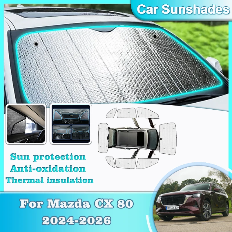 

Car Sunshades Coverage For Mazda CX 80 2024 2025 2026 Sun Visor Sunshade Windows Covers UV protection Sun Blinds Car Accessories