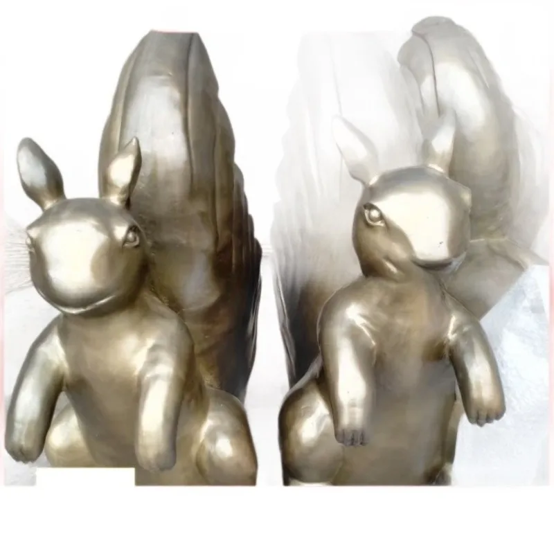 Outdoor Simulation Animal Squirrel Garden Sculpture Handicraft Garden Landscape Decoration Resin Rabbit Sketch Ornament