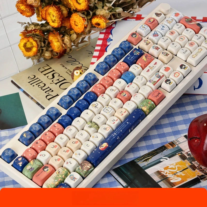 

Колпачки для клавиш в стиле сказки «Белоснежка», пятисторонняя сублимационная печать, профиль Moa, оригинальная высота, стильный дизайн, подходят для большинства механических клавиатур