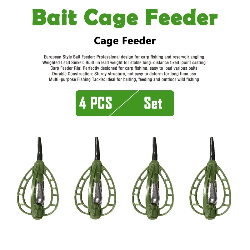4-teiliges Europäisches Method Feeder Set, Schwerer Gewichtsangelkorb, Karpfenangeln, Langlebiger ABS Inline-Bleifutterkorb, Angelzubehör