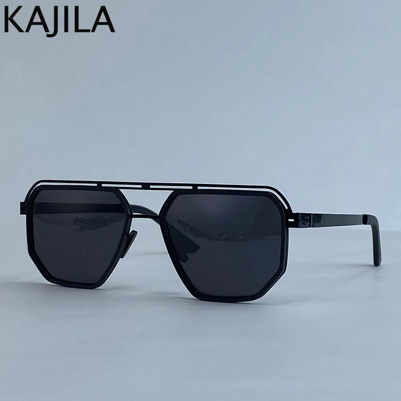 Übergroße quadratische Steampunk-Polarisierte Sonnenbrille für Herren – Luxusmarke 2026 mit Doppelsteg und Polygon-Design – Punk-Sonnenbrille für Männer – Detail 1