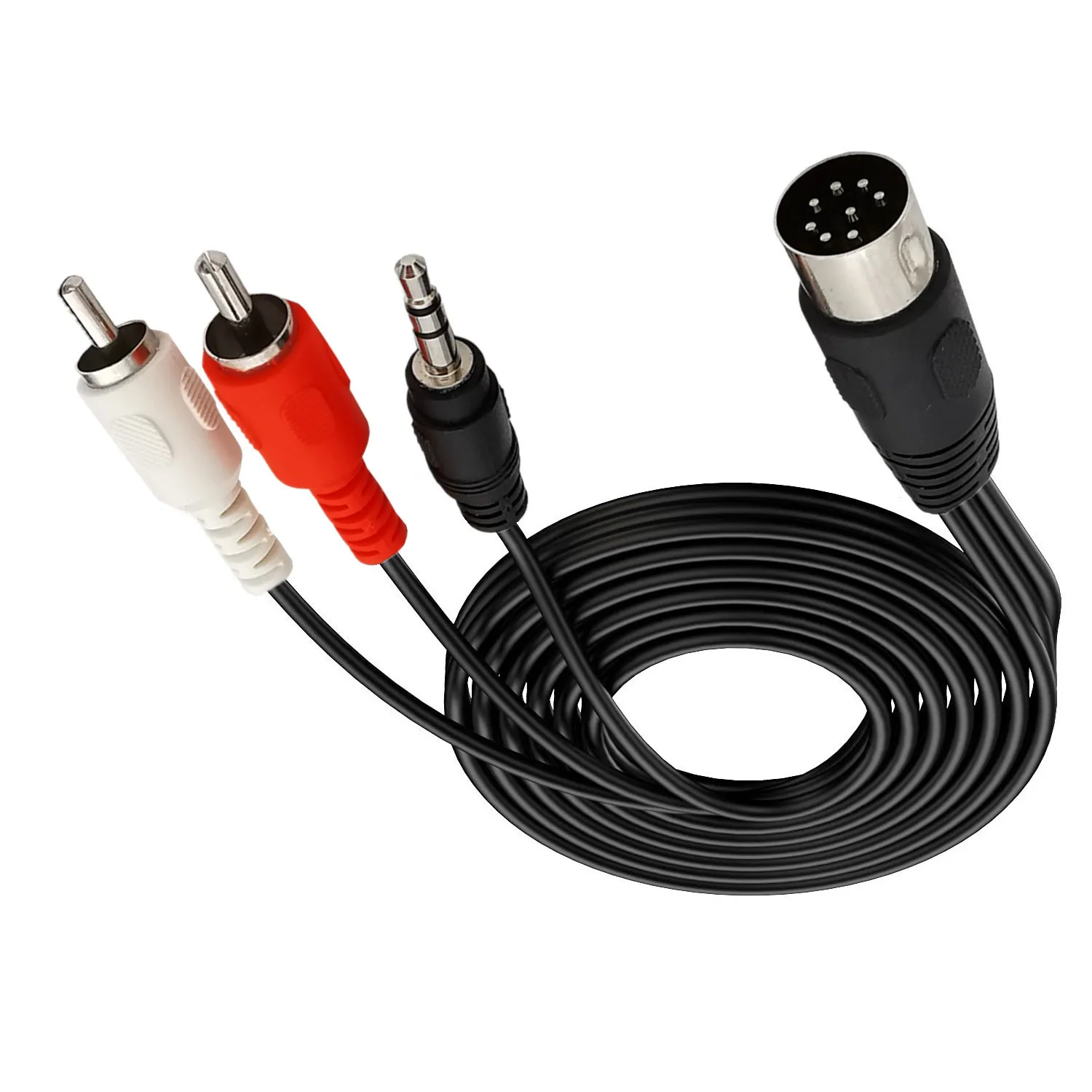 6FT MIDI DIN 8pin 8-Pin DIN To 2RCA Male /3.5mm Audio 8 Pin DIN/RCA Cable 1.8m